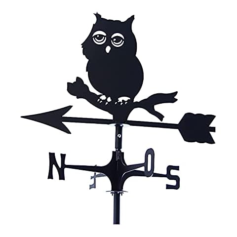 CNMJI Weather Vane Wetterhahn Eule Windfahne Durable Edelstahl Sprühfarbe Gartenarbeit Windanzeiger Bauernhof Pavillon Rasen Hof Garten Dekoration Cover