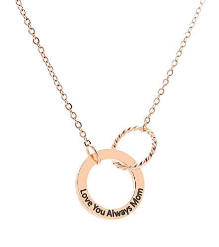 Mom Necklace Mother Daughter Gift 2 Interlocking Infinity Circles Necklace Love You Always Mom Mothers Day Jewelry Birthday Gift