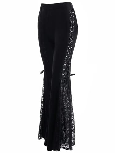 Pantalon décontracté à dentelle patchwork pour soirées et festivals