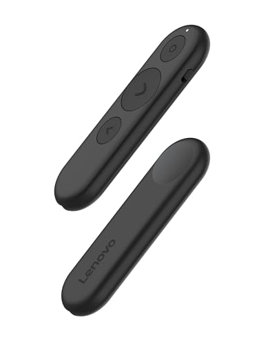 Image of Lenovo Portable Rechargeable Presentation Remote - Bluetooth 5.3 Wireless Clicker with Digital Pointer, USB‑C Charging, Ultra‑Lightweight, for Windows 10 or Later & macOS 12 or Later, Black