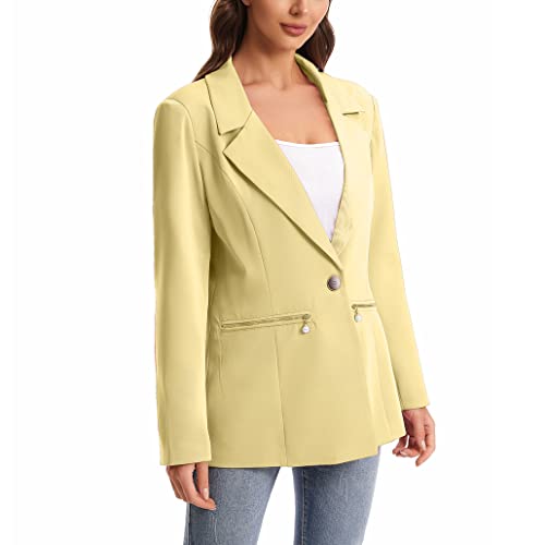 Women's Long Sleeve Open Front Blazer with Zipper Pockets2