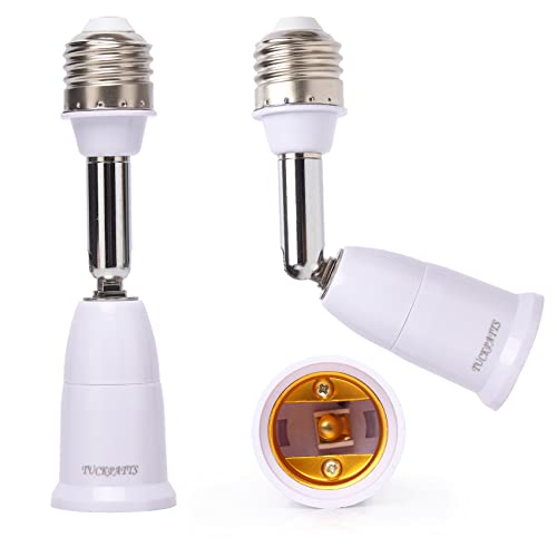 TUCKPATTS E26/E27 Light Socket Extender Light Bulb Socket Adapter Flexible Adjustable 180Â° Bendable 360Â° Light Socket Extension Converter (2 Pack) (4.5 inch)