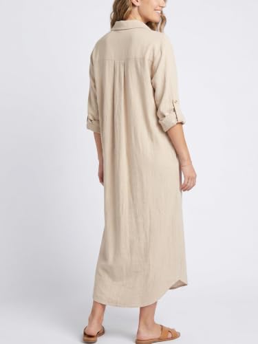 Image of Kuraki Women's Casual Print Button Front Maxi Shirt Dress