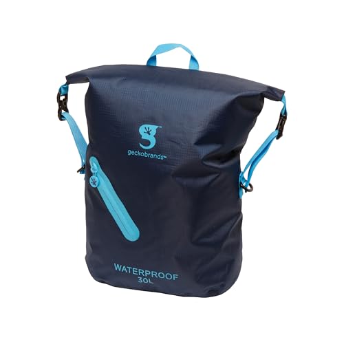 Image of geckobrands Lightweight 30L Waterproof Backpack - Lightweight Watertight Outdoor Bag Hiking Traveling Light Water Activities