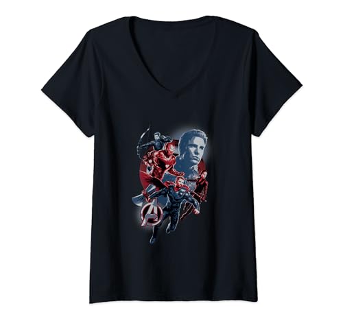 Image of Womens Avengers Endgame Captain Shield Team V-Neck T-Shirt