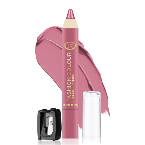 Image of FASHION COLOUR Ultra Matte Lip Crayons With Free Sharpener | Smudge Proof And Waterproof | For Hydration And Moisturization | Long Lasting Lipwear with Matte Finish, Cruelty-free and Paraben-free - 2.5 gm(Smitten)
