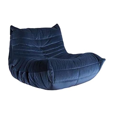 Ironalita Modern Velvet to go Sofa, Soft Comfy Armless Blue Couches for Living Room, Mid Century Floor Lazy Sofa for Adults, Indoor Lounge Sofa for Bedroom, Office, Apartment Cover