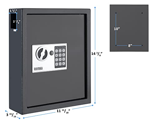 DuraBox 40 Keys Cabinet with Digital Lock - Electronic Key Safe, Steel Lock Box with Drop Slot for Key Returns and Safe Storage - Wall Mountable Key Lock Box with Bolts, Key Tags (Dark Grey)