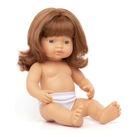 Miniland Educational Anatomically Correct 15" Baby Doll, Caucasian Girl, Red Hair,Multi Cover