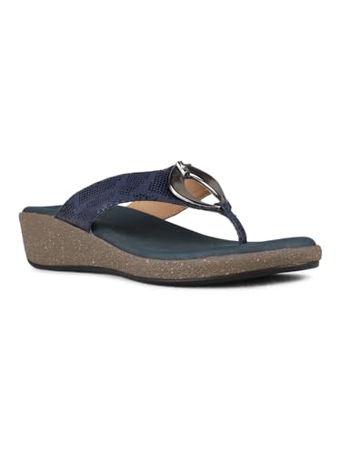Image of Inc.5 womens Womens Navy Casual Solid Round Toe Wedge Heels Euro 37 Wedge Sandal