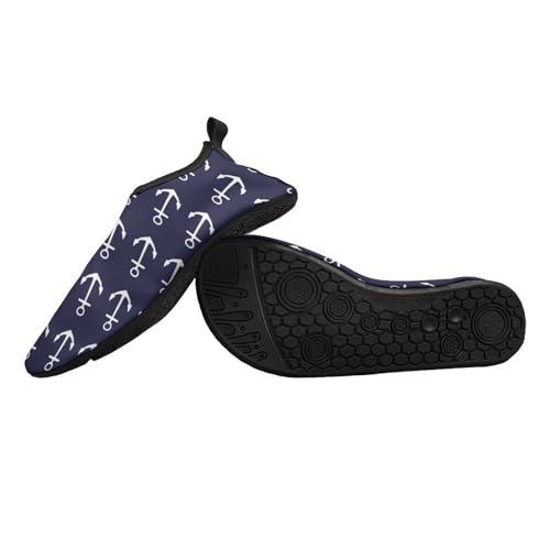 Nautical Navy Blue Anchor Water Shoes Quick-Dry Sports Barefoot Shoes Swim Shoes Slip-on for Beach Pool Yoga2
