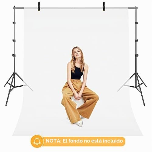 EMART Soporte de Fondo para Fotografía 2,6m X 3m, Kit de Sistema de Telón de Fotográfico Ajustable con 2 Abrazaderas de Resorte para Foto Estudio de Video Fiesta Boda