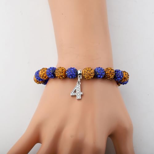 Image of POTIY SGR Sorority Gift Orange and Blue Beads Bracelet with Rhinestone Nmuber Charm Sorority Soror Gift