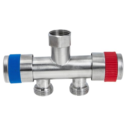 HANABASS Répartiteur de Robinet Double en Acier Inoxydable pour Tuyau D'arrosage, Raccord Extérieur 1/2 Compatible, Adaptateur de Tuyau à Haute Pression pour Jardin et Équipement D'arrosage