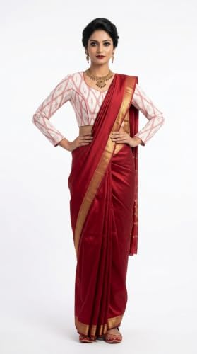 Image of Cotton Pochampally ikat unstitched blouse, Kurthi, long frock fabric material for women (1 meter, 2 meters & 3 meters)
