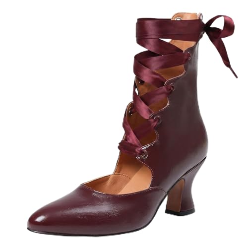 SaraIris Women's Black Mary Jane Heels Kitten Heel Lace Up Shoes - image 1