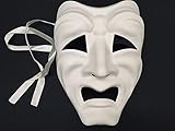 MASQ Blank DIY Masquerade Comedy Tragedy Mask Unisex Adult Performance Play Halloween Wear or Deco (Tragedy)