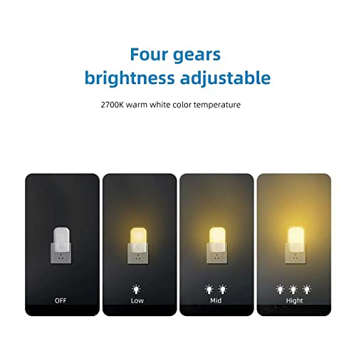 N&B Nice&Bravo Led Night Light Auto Dusk To Dawn Sensor Light For Kitchen, Bedroom, Kids Room, Hallway, Stairway, Painting Plug In Dimmable Nightlights Lamp Bright With Switch，4 Pack #TOP2