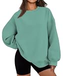 LACOZY Women's Sweatshirt Long Sleeve Fall Top Crew Neck Loose Fashion Shirts Hoodies Pullovers Sweater Green M