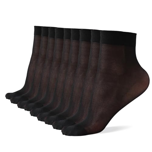 9 Pack Women's Ankle Socks, Sheer Pop Nylon Socks, Silky Breathable Hosier