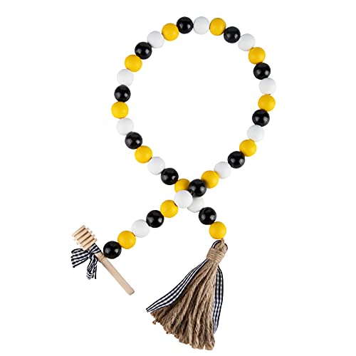 Rustic Wooden Bead Garland with Tassel Accents - Perfect for Spring and Summer Decorations on Tiered Trays