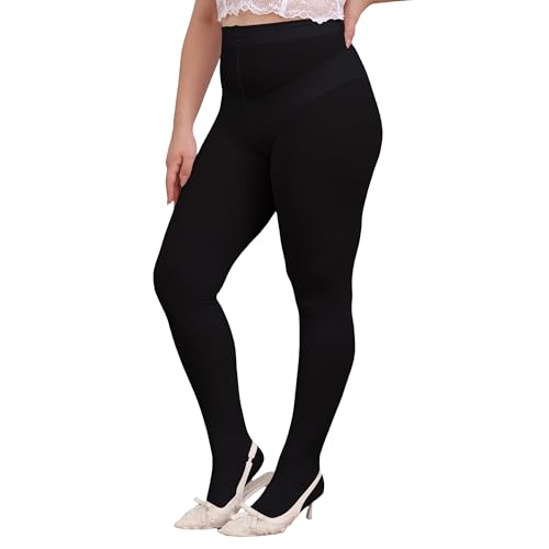 MATHACINO Women's Plus Size 80D Opaque Pantyhose Footed Colored Tights High Waist Stretchy Womens Tights3