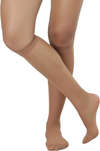 Image of ToBeInStyle Women Pack of 6 Sheer Knee-High Trouser Socks Reinforces Toes