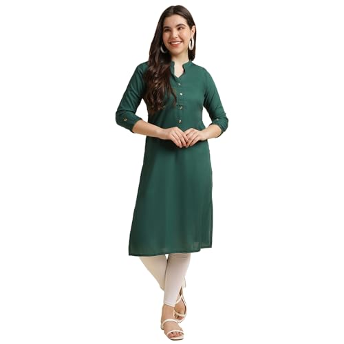 Image of Fabclub Women's Rayon Solid Plain Straight Kurti