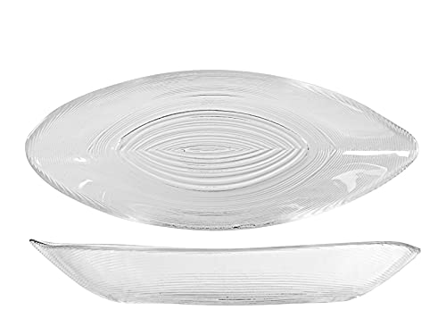 H&H Set 6 Piatti Ovale Circle In Vetro Cm 24X9,5