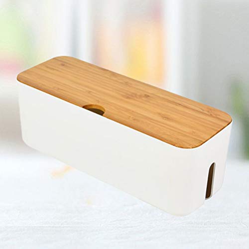 Hemoton Kabelmanagement Box Organizer Voor Snoeren Stekkerdozen Overspanningsbeveiligers Verbergen Losse Draden Thuiskantoor Keuken Computers Bureau Entertainment Centra Koffer Wit - Afbeelding 7