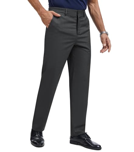 Image of Men's Tall Classic Fit Flex Flat Front Dress Pants Formal Pants for Business & Office