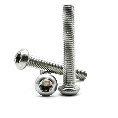 Image of Hippo Hardware M10 (10mm X 30mm) TX Torx Socket Button Head Machine Screws with Star, 6 Lobe, Hexalobular Drive Type - A2 Stainless Steel Bolts (Pack of 5)