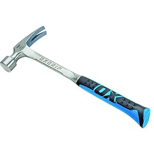 Ox Tools P082328 28 oz. Framing Hammer, Smooth Face, Long Shock Reduction Handle, Straight Rip Claw, Non-Slip Grip