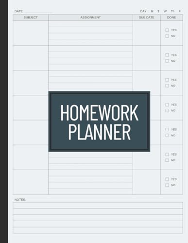Homework Planner: Undated Assignment Notebook for Elementary, Middle/High School, and College Students