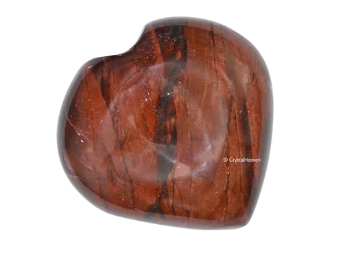 Image of Certified Red Tiger Eye Crystal Heart Palm Pebbles Stones for Anxiety Stress Relief Massage - AAA Grade Original Healing Gemstone Agate Heart Palm Stone for Yoga Meditation Spiritual