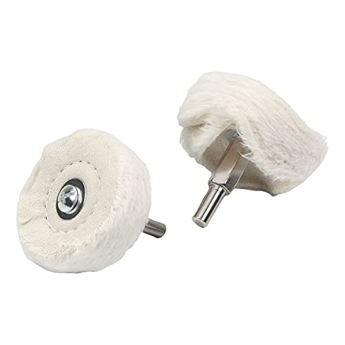 Image of Utoolmart 2-Inch Buffing Polishing Pad Wheel Cotton with 1 /4-inch Handle for Manifold Aluminum Stainless Steel Chrome 2 Pcs