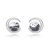 Space & Meteorite - Real Moon Dust Crescent Earrings (From Lunar Meteorite NWA 11788) NASA Space Gifts for Men & Women, Moon Rock, Astronomy