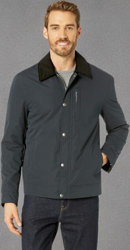 Cole Haan Men's Legacy City Rain Padded Barn Jacket with Corduroy Collar2