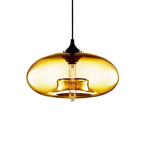 Wings of wind - Industrial Vintage Chandelier E27 Lámpara de Techo Lámpara de Techo Colorido Jaula de Vidrio (Ámbar)