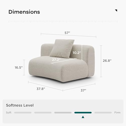Image of Acanva Formia Boucle Curved Sectional Sofa, Armless Chair, White
