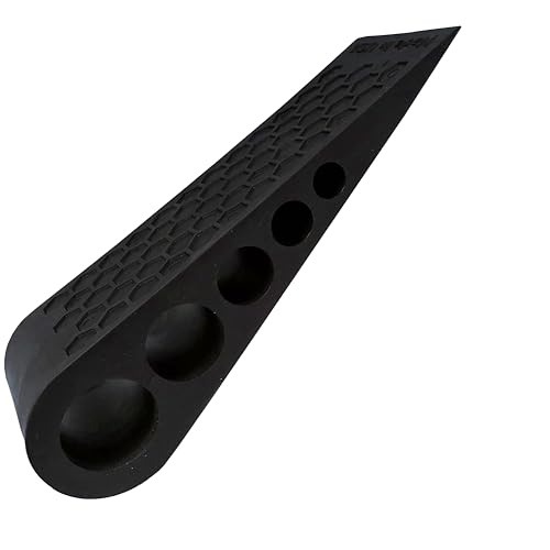 Image of Door Stoppers for Bottom of Door Premium Floor Rubber Door Stop Wedge Made in USA Heavy Duty Honeycomb Design for Carpet, Tile, Ideal for Home, School, Commercial,Black 3 Pack
