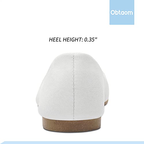 Obtaom Womens Textile Round Toe Ballet Flats Memory Foam Classic Business Slip Ons Casual Fabric Dress Flat Shoes(White Us8) #TOP3