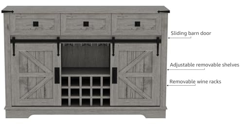 OKD-Farmhouse-Wine-Bar-Cabinet-wSliding-Barn-Door-54-Kitchen-Coffee-Bar-Cabinet-wWine-Glass-Rack-Storage-Shelves-3-Drawers-Rustic-Large-Buffet-Sideboard-for-Dining-Room-Light-Rustic-Oak OKD Farmhouse Wine Bar Cabinet wSliding Barn Door 54 Kitchen Coffee Bar Cabinet wWine Glass Rack Storage Shelves 3 Drawers Rustic Large Buffet Sideboard for Dining Room Light Rustic Oak
