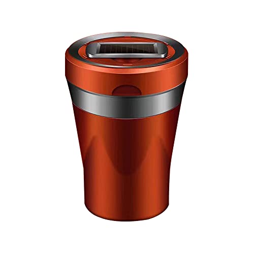 Image of Ceramics Car Ashtray with Lid Smell Proof Cap Detachable, Portable Ashtray Fit for Most Vehicles Homes Office, Removable Solar Energy USB Charging Ashtray, Blue LED Light Black