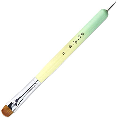 Ivy L French Manicure Gel Nail Brush & Dotting Tool with Lime Green Wood Handle Size 18
