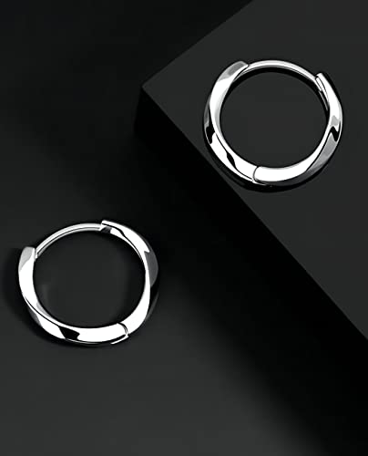 Men's Earring Hoop 925 Sterling Silver Hoop for Men Round Huggie Mens Hoops Earrings Ear Piercings2