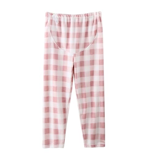 Women's Pregnant Women's Winter Thickened Flannel Maternity Pants Plus Velvet Thickened Large Size Loose and Can Be Worn Outside Adjustable Maternity Confinement Pants Pantalones (Watermelon Red, M)
