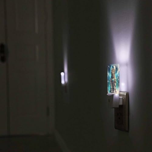 Image of LED Night Light,Kawaii Funny Astronaut Cat LED Night Light Plug into Wall with Dusk to Dawn Light Sensor White Energy Efficient Nightlight for Bedroom Bathroom Hallway Living Room Kitchen