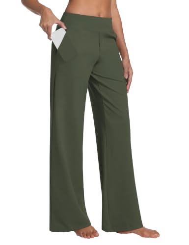 Image of BUBBLELIME Women High Waist Wide Legs Yoga Pants Loose Sweatpants Pockets | 29 inch /31 inch /33 inch /35 inch /37 inchInseam,2 Styles / Dress /Basic,Lounge,Comfy,Stretch Casual Work