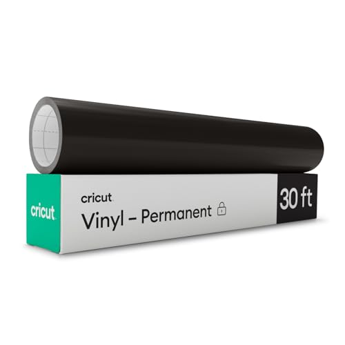 Image of Cricut Permanent Vinyl | Black | 30.5cm x 9.1m (12 inch x 30ft) | Self Adhesive Vinyl Roll | For use with all Cricut Cutting Machines, 2005284